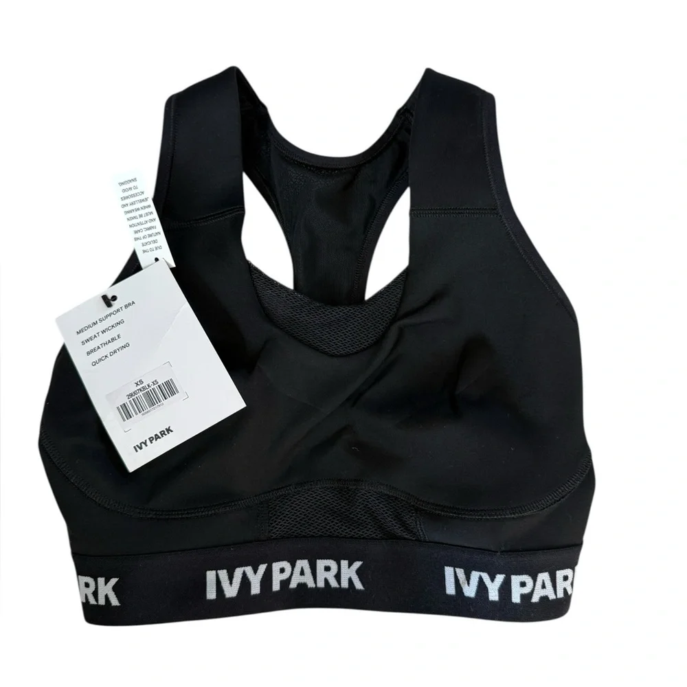 New Ivy Park Ivy Women's Mesh Black Inset Racerback Sports Bra, Size XS